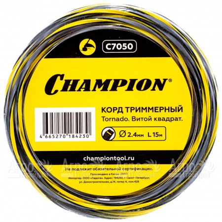 Корд триммерный Champion Tornado 2.4мм, 15м (витой квадрат)  в Иркутске